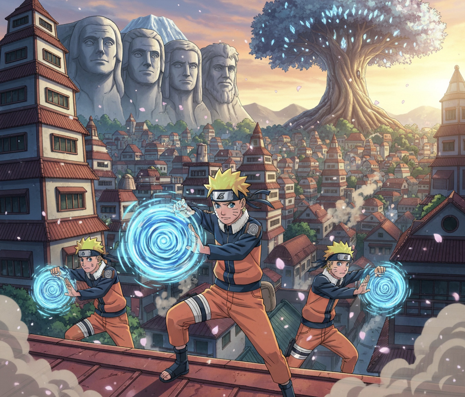 Anime village scene reasoning output